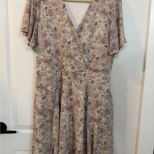 Torrid Pink and Cream Floral Midi Dress